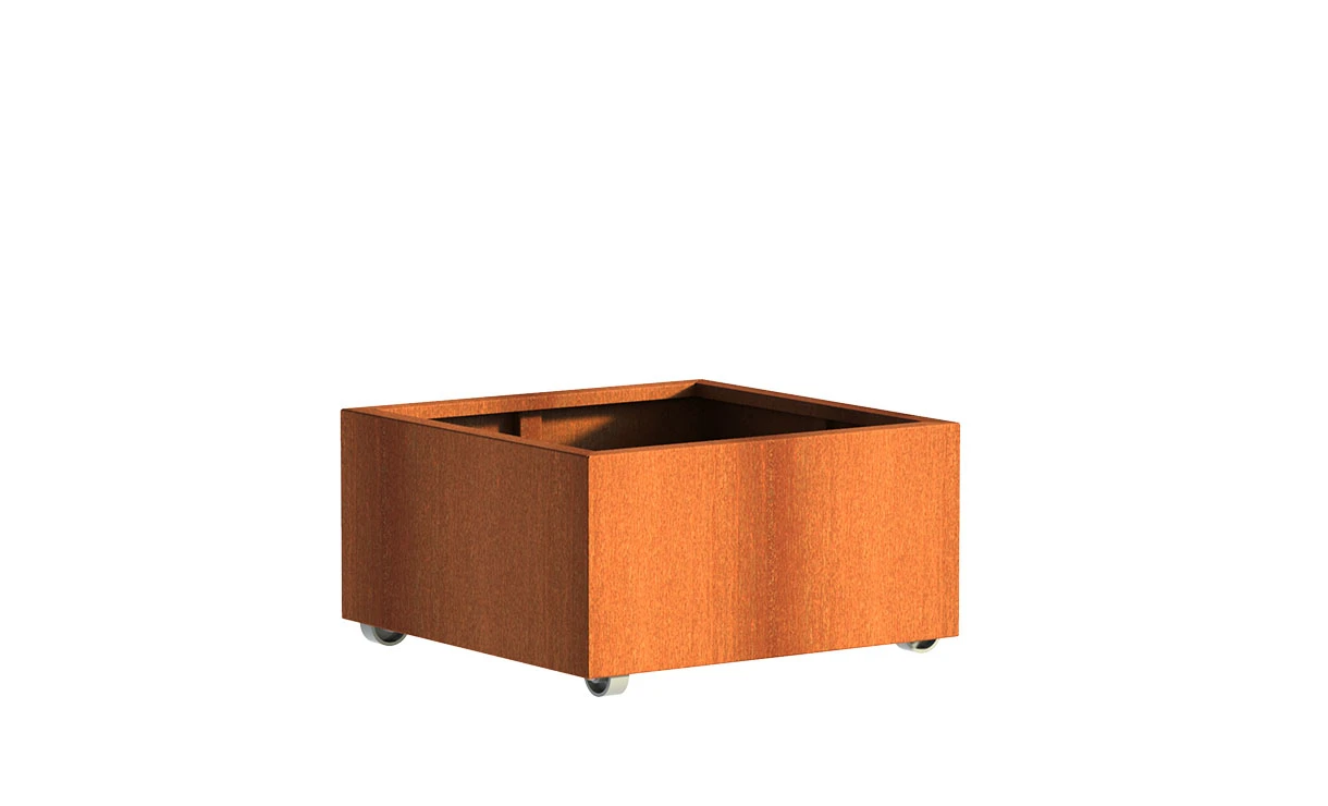 Plantenbak Cortenstaal Op Wielen 80x80x40 Cm 3 Plantenbak Cortenstaal Op Wielen 80x80x40 Cm